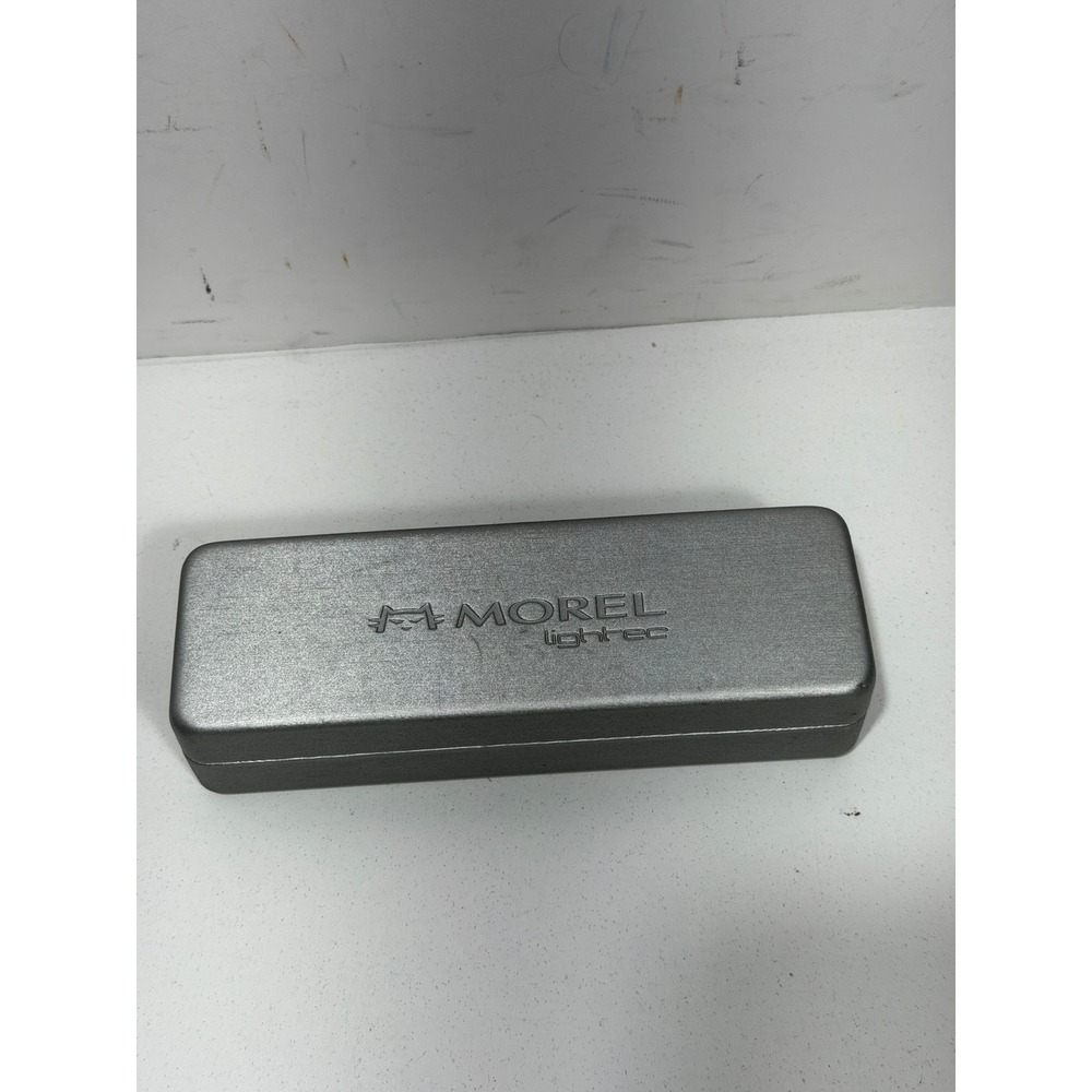 Morel Lightec Hard Eyeglass Case Metallic Silver Slim Rectangular Case